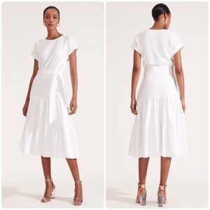 Veronica Beard White Cotton Trail Dress Sz Large Mixed Media (Missing Belt)